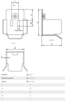 Stahl Unterauflageschuh Profile 70x70mm Stoßstange verzinkt
